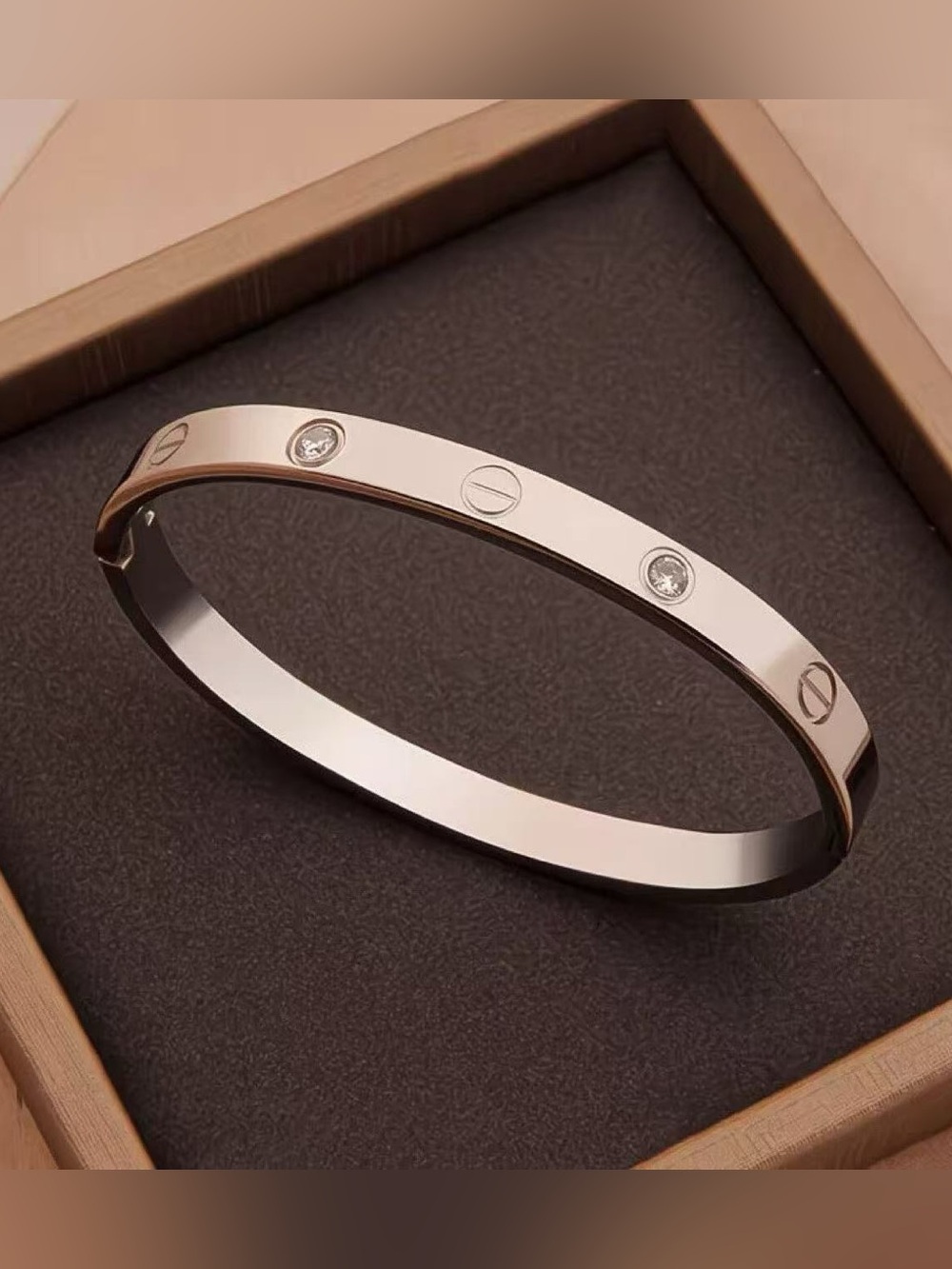 Silver Crystal Screw Bracelet